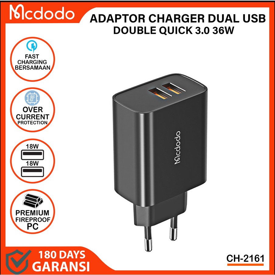 MCDODO SUPER FAST CHARGING 36W SAMSUNG HUAWEI 5A USB C USB A QC 4 Adaptor Charger VOOC Samsung Chasan casan cas