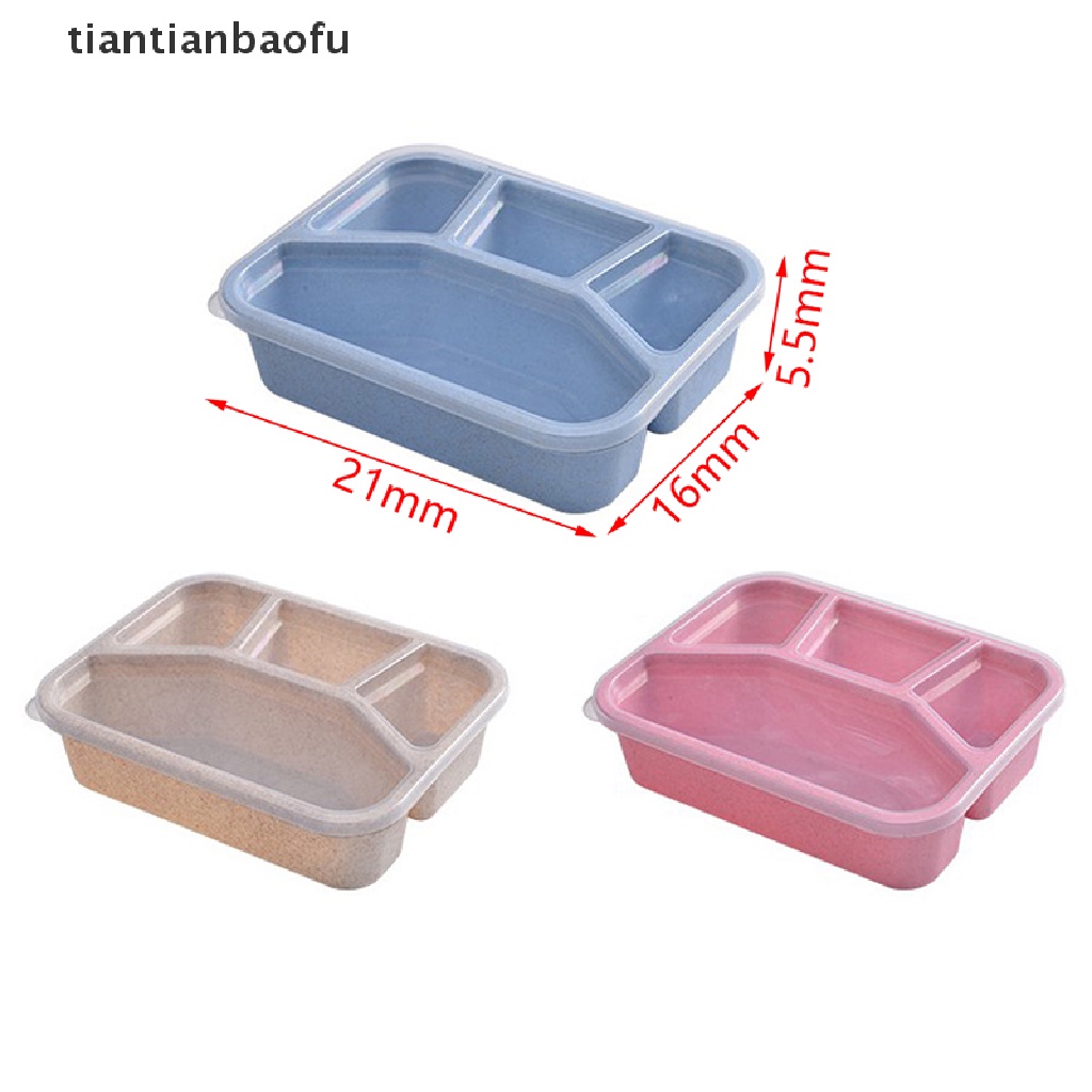(Tianbaofu) Kotak Makan Siang Bahan Wheat Straw Transparan Tahan Panas Anti Bocor Untuk Sekolah / Kantor