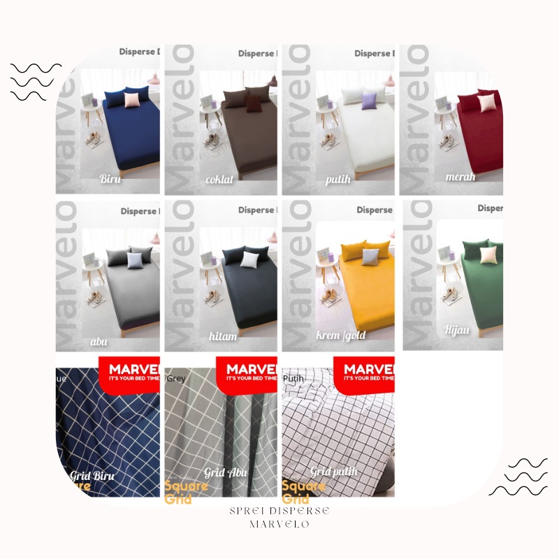 NEW DEALS SPREI DISPERSE PREMIUM POLOS Marvelo - Sprei Polos Shopee - Warna Putih Hitam Abu merah