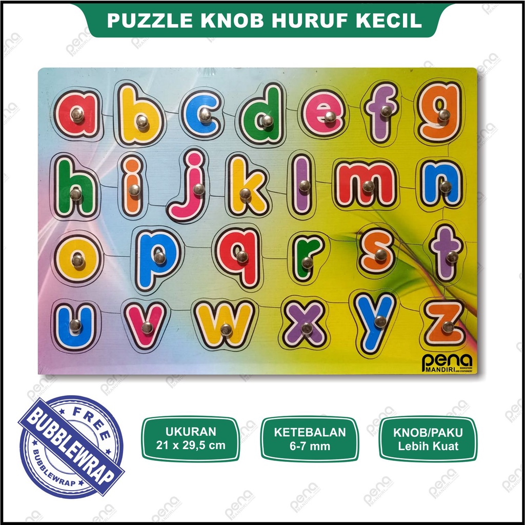 Puzzle Knob / Puzzle Kayu Knob Knop Huruf Hijaiyah Angka Sayur Buah