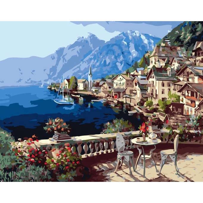 

DIY Painting By Numbers - Mountain Lake Resort - DIY Painting- 50x40CM