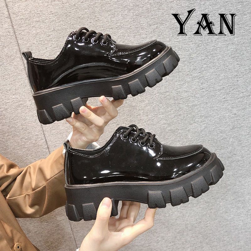 YAN Sepatu Wanita Docmart Sepatu Oxford Sepatu Hitam Sepatu Wanita Formal Kerja