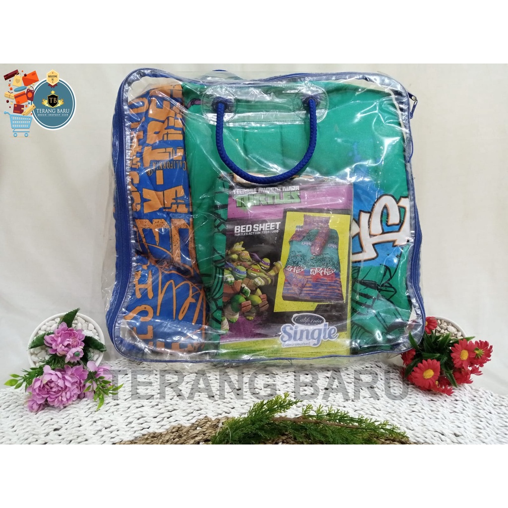 BEDCOVER SET CALIFORNIA 120X200  | WEDDING GIFT BEDCOVER - SEPREI KATUN - SARUNG BEDCOVER SET UKURAN