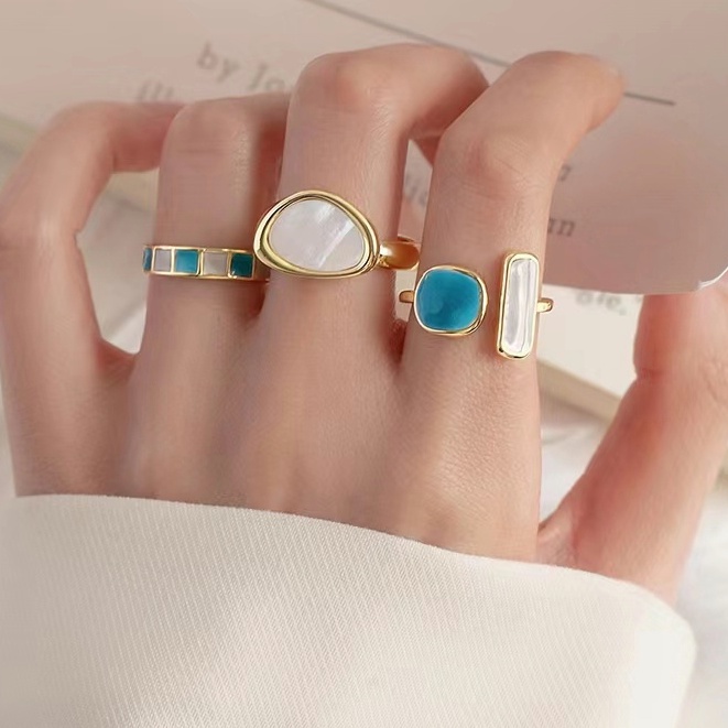 Cincin Jessenia Ring Adjustable Cincin Fashion Trend Baru Cincin unik Bentuk Geometri Bahan Alloy Hias Berlian Imitasi Untuk Wanita korea-Doo