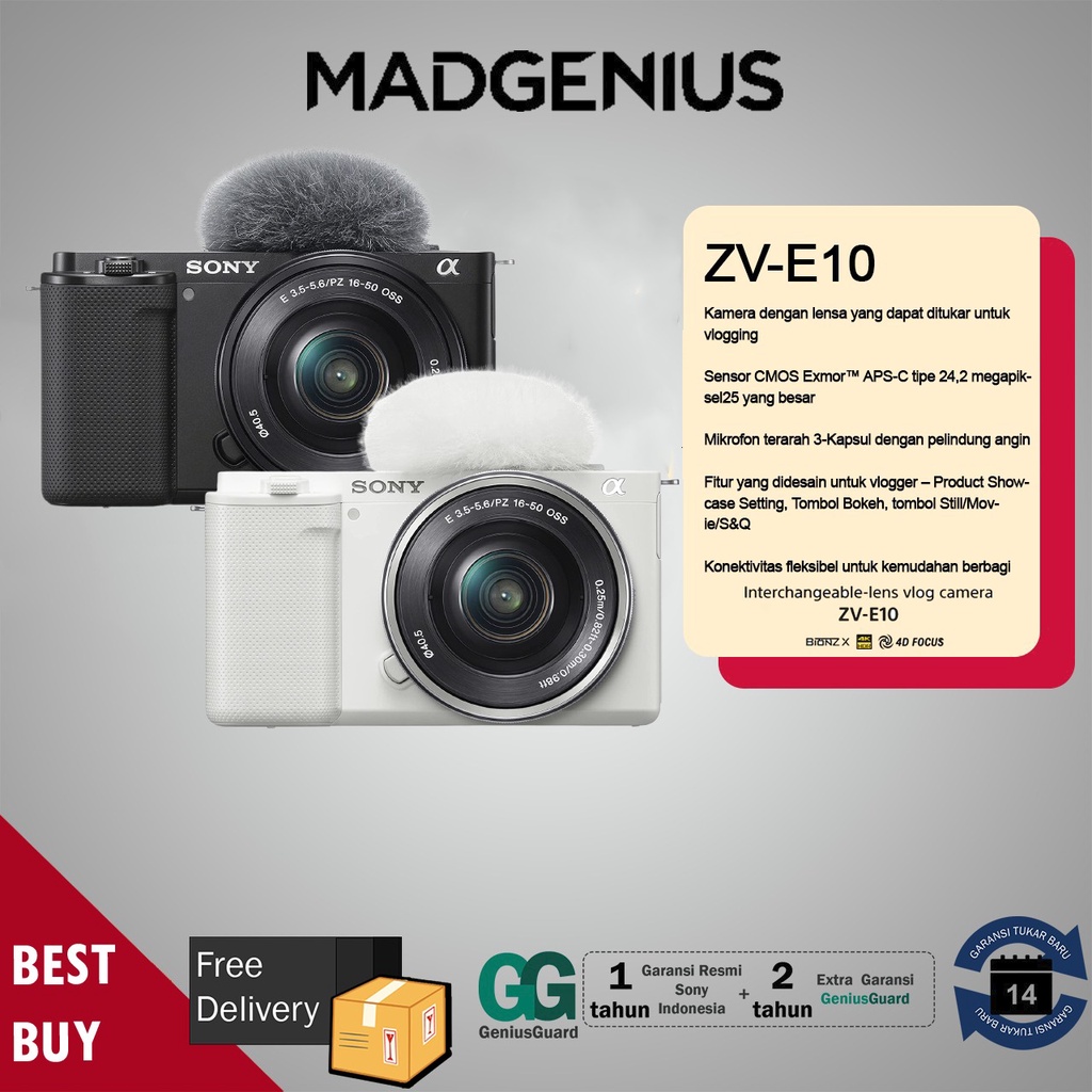SONY Original Kamera Sony ZV-E10 / Kamera Digital ZVE10 / Kamera vlog ZV E10 Kamera Mirrorless Sony 