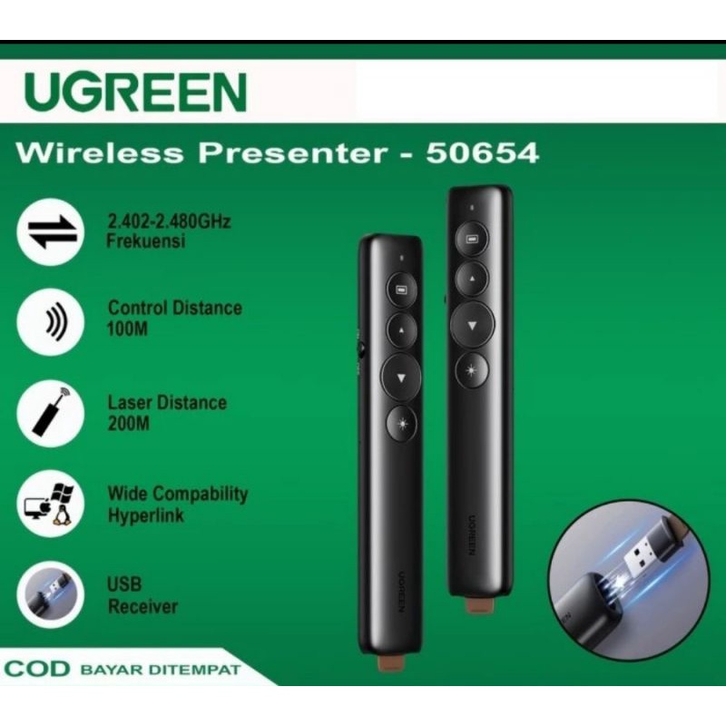 Ugreen Laser Pointer Remote Control Pressenter Wireless 2.4 ghz - Laser Pointer Ugreen High Quality