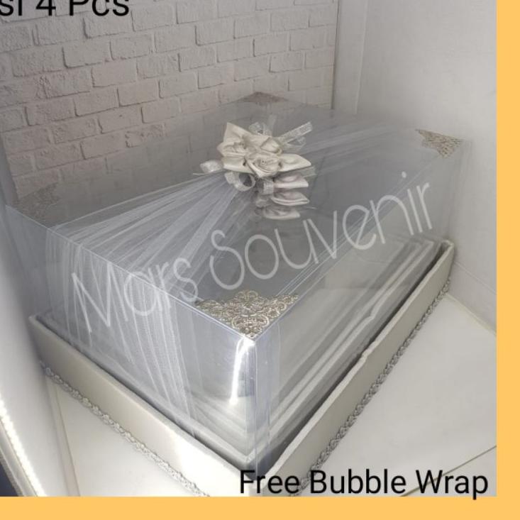 

Obral Belanja Box Hantaran Seserahan Mika Tile Silver 1 Set Isi 4 Box -