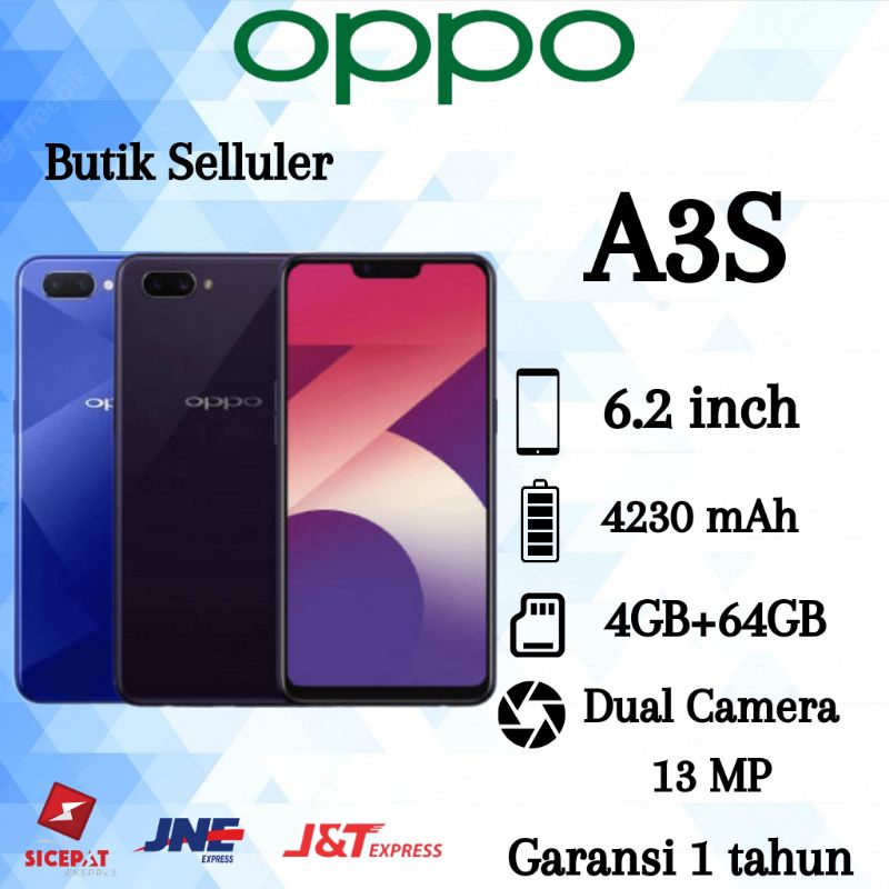 HP OPPO A3S 4GB-64GB FULLSET Android Smartphone