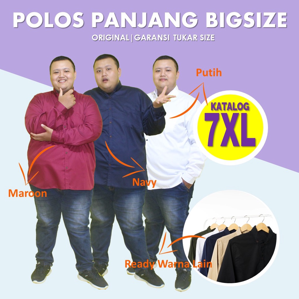 KNOCK Kemeja Jumbo Bigsize Kemeja Lengan Panjang 7XL LD 140 Bahan Cotton Toyobo Oxford Kualitas Dist