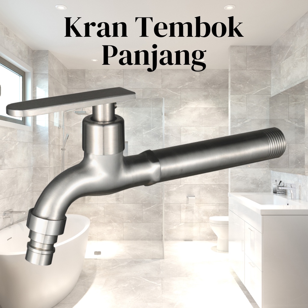 keran taman / keran tembok panjang stainless steel