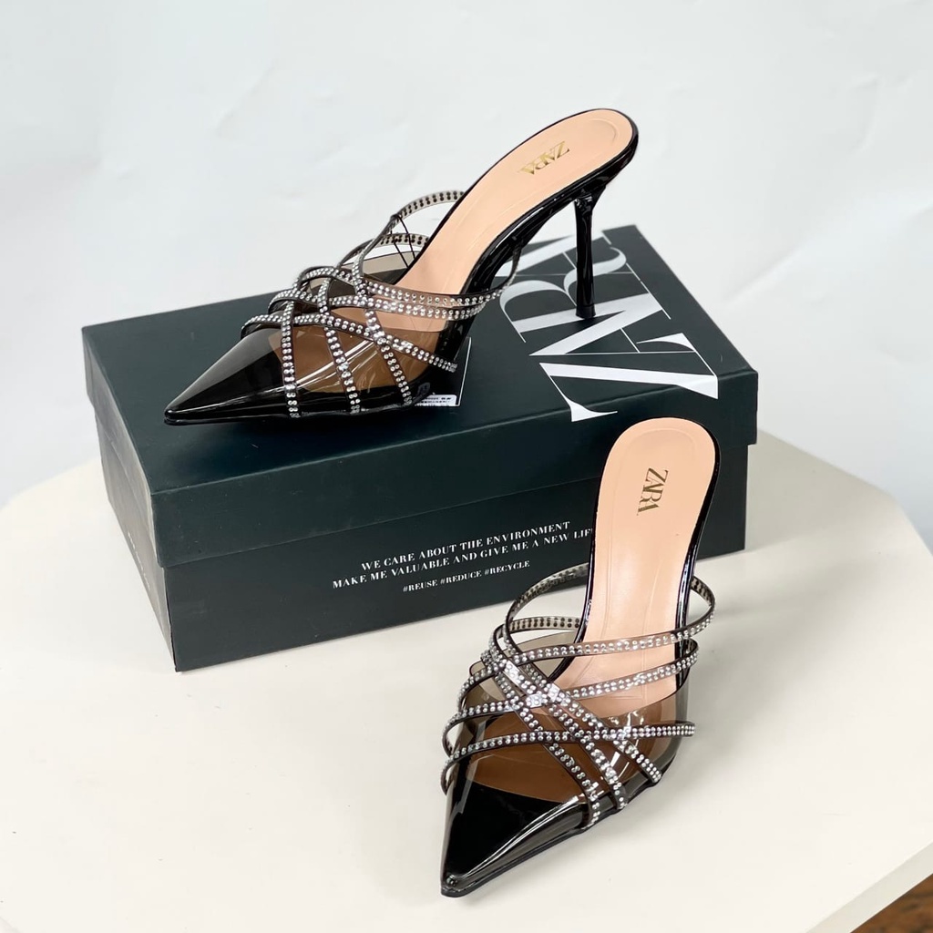 SEPATU WANITA ZS-3678  HEELS 8CM BLACK