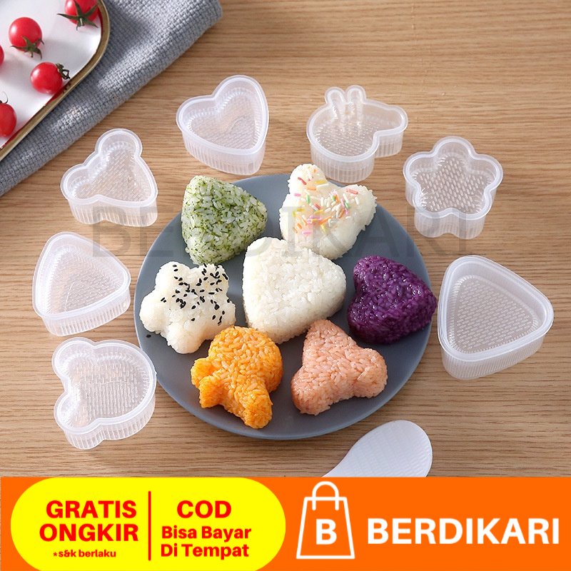 Cetakan Nasi Bento Sushi Onigiri Anti Lengket Desain Kartun Gaya Jepang Untuk Dapur