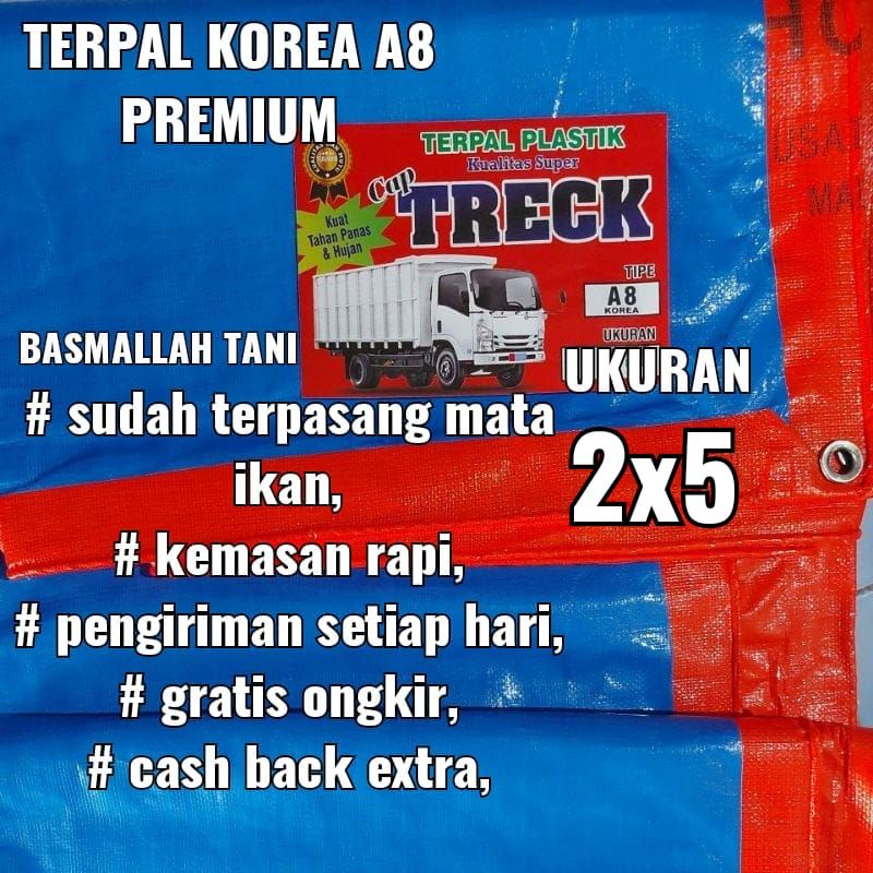 TERPAL PLASTIK KOREA TYPE A8 PREMIUM UKURAN 2x5 meter CAP TRECK