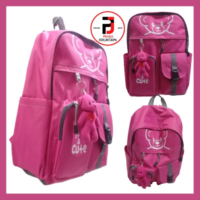 Tas Ransel Anak Sekolah Tas Ransel Cewe Gratis Boneka + Raincover