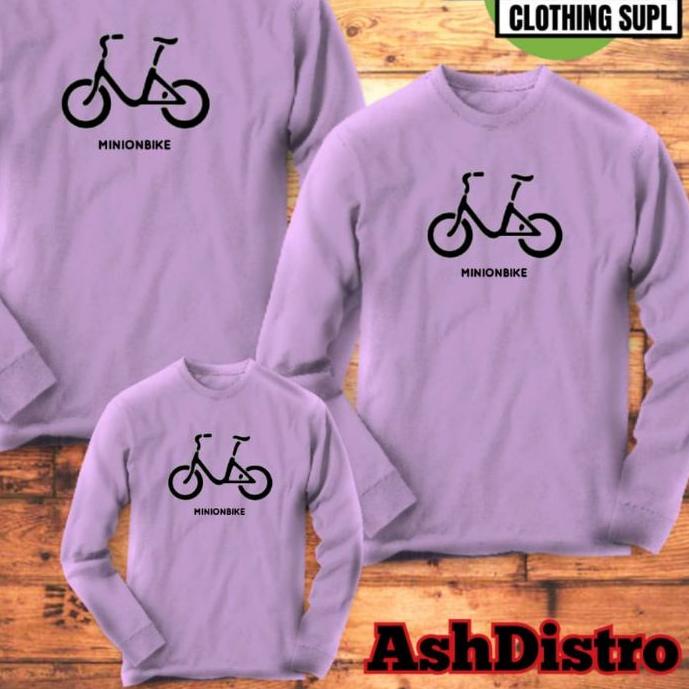 limited Edition✔️Kaos lengan panjang couple keluarga sepeda minion bike / baju kapel family ayah ibu