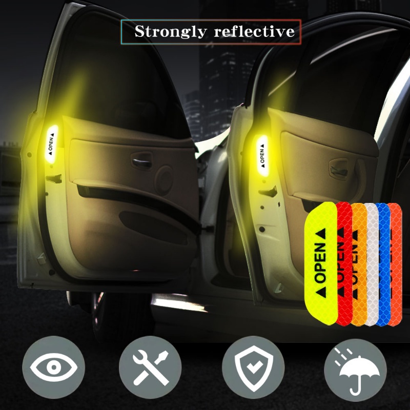 2pcs / Set Stiker Reflektif Anti Tabrakan Untuk Pintu Mobil