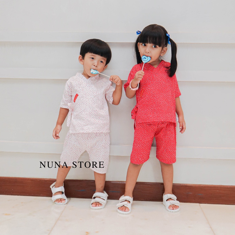 Nuna Store Kimono Baju Pendek Kimono Bayi Celana Pendek One Set Kimono Takoyaki Usia 1 – 3 Tahun