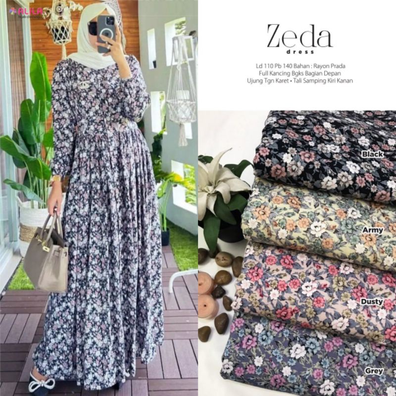 Zeda Dress,Bahan Rayon Prada Full Kancing