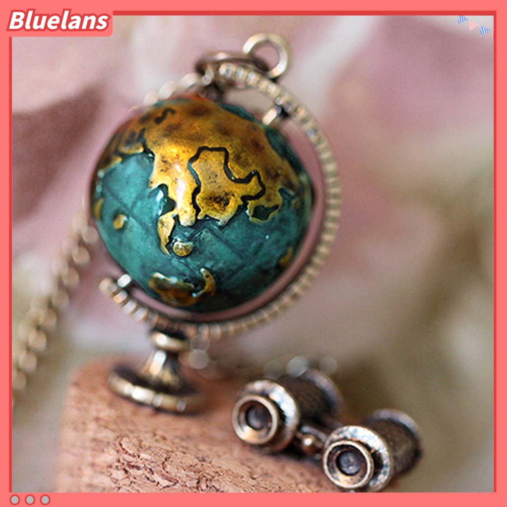 Bluelans Vintage Creative Alloy Rotatable Globe Binoculars Necklace Sweater Chain for Women