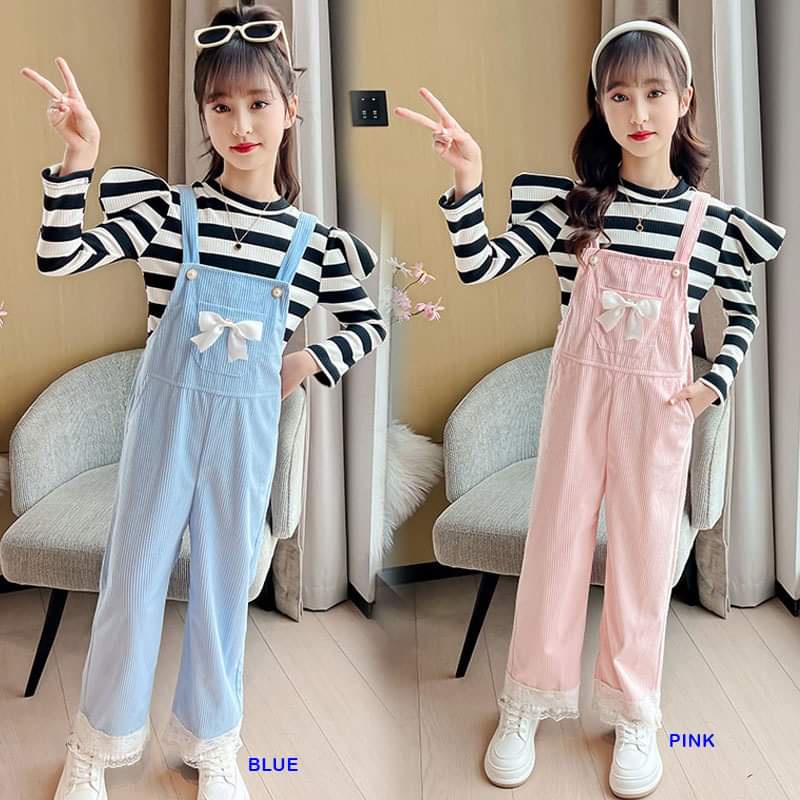 Setelan Overall Celana Panjang Anak Perempuan Renda Cute