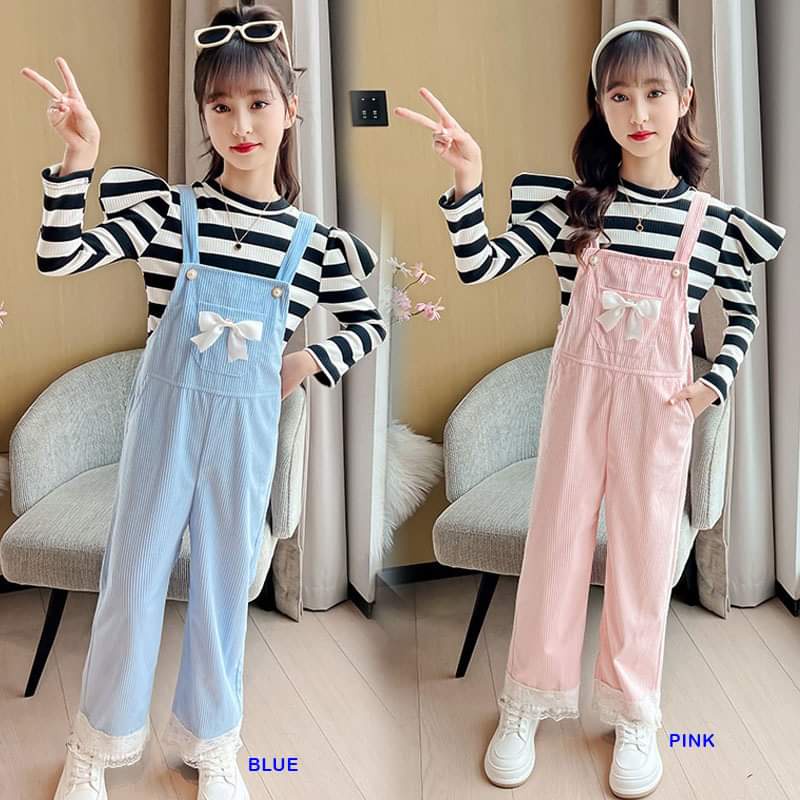 Setelan Overall Celana Panjang Anak Perempuan Renda Cute