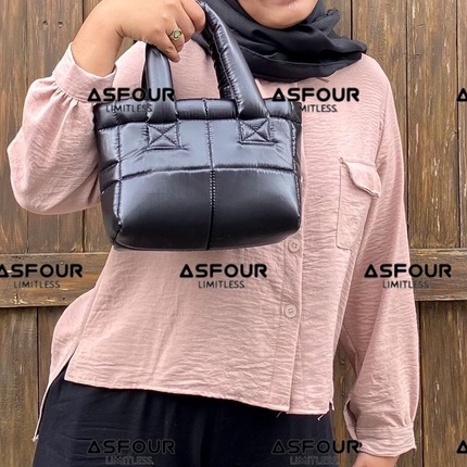 asfour - PUFFY KAREN HOLOGRAM TAS SELEMPANG WANITA Hand bag wanita handbag TAS GELEMBUNG TAS PUFFER