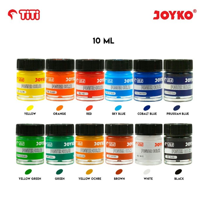 

Mudah Poster Color /Cat Poster /Joyko Titi Poc-10Ml-12 Colors / 1 Box 12 Pcs Limited