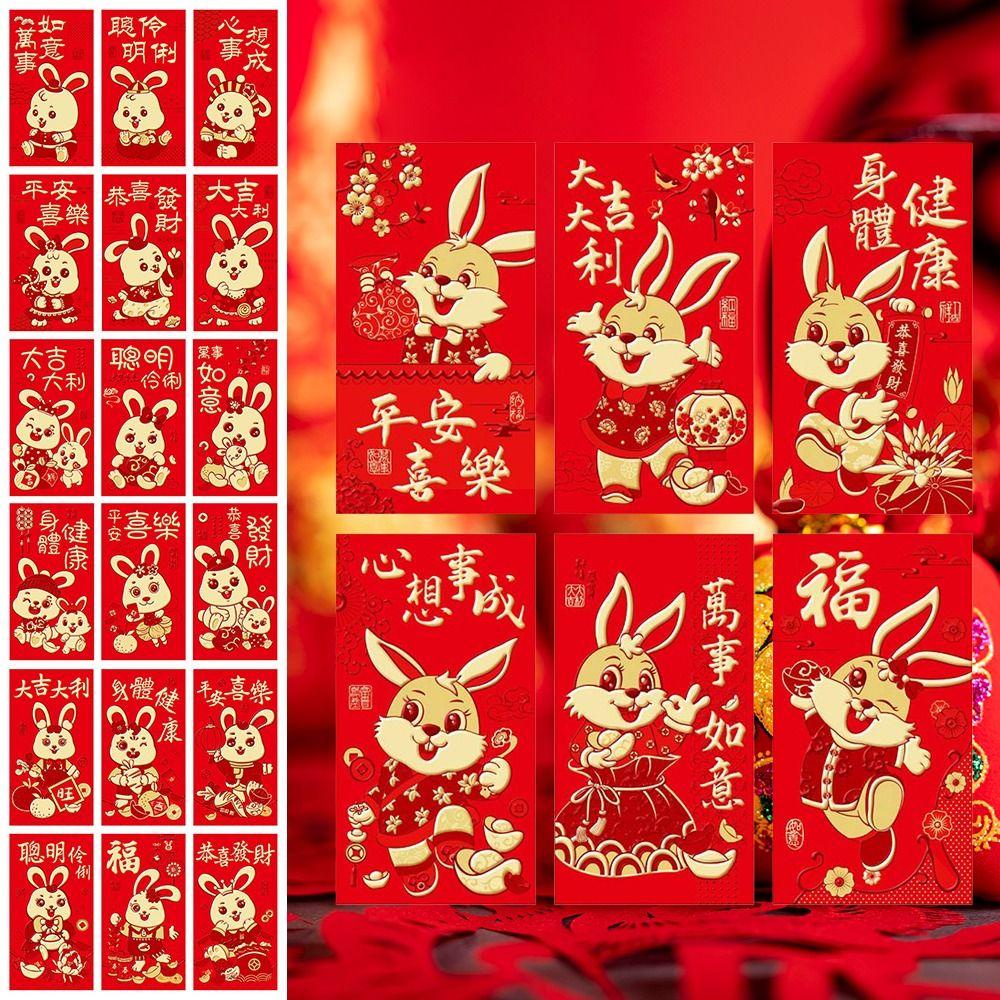 Preva 18pcs/set Amplop Merah Kartun Baru Tahun Kelinci Hongbao