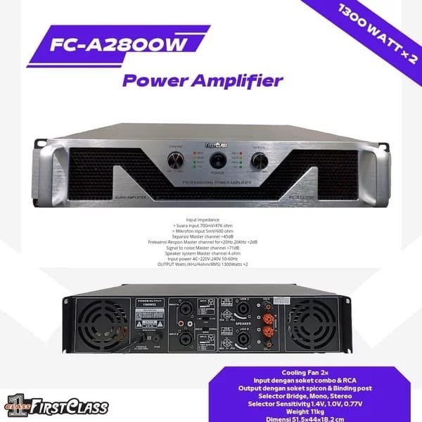 POWER AMPLIFIER FIRSTCLASS FCA2800W  FIRST CLASS FC A2800W NEW