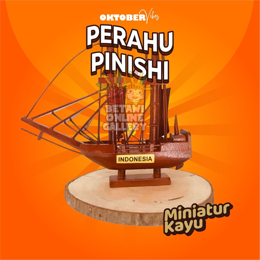 Miniatur Kapal / Perahu Pinisi Dewaruci Kayu &amp; Lidi