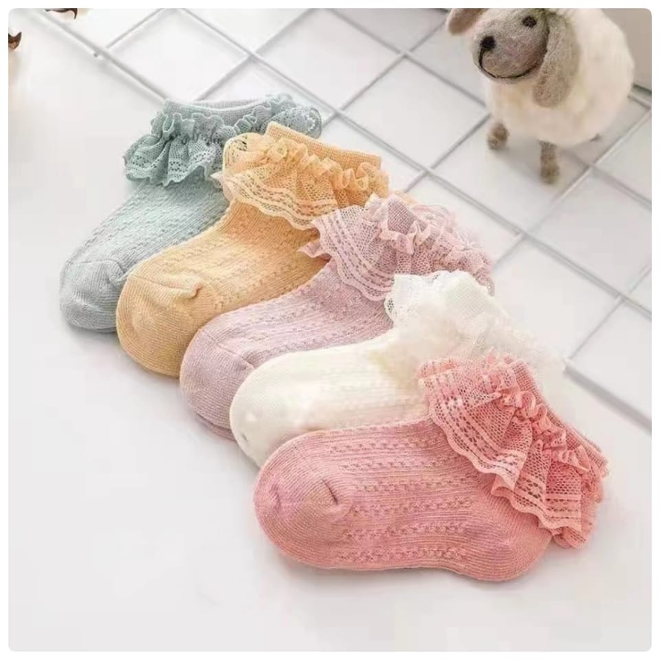 Catell Love Baby Socks Kaos Kaki Bayi Ruffle Garis