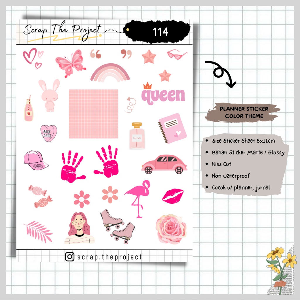 

STICKER PLANNER JOURNAL / PINK COLOR THEME STICKER / STP - 114