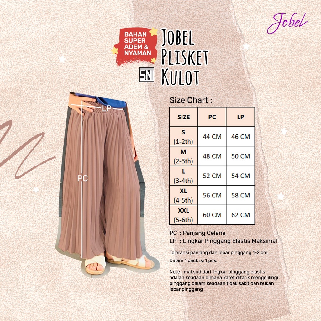 Jobel Plisket Kulot 1-6 Tahun Celana Panjang Kulot Fashion Anak Perempuan CBKS