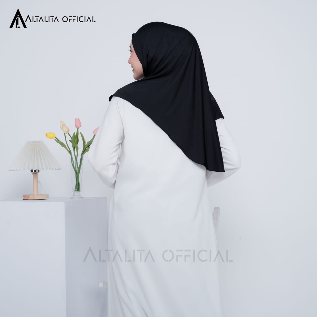 Altalita - Kerudung Khimar Instan Zaida Malay Non Pet Menutup Dada Terbaru | Hijab Bergo Hamidah Instan Jersey Size L Non Pet | Jilbab Instan Malaysia Syari Polos Jumbo Jersey Premium Non Pad Cocok untuk Sekolah Olahraga Volly Futsal Senam dan Sehari-hari