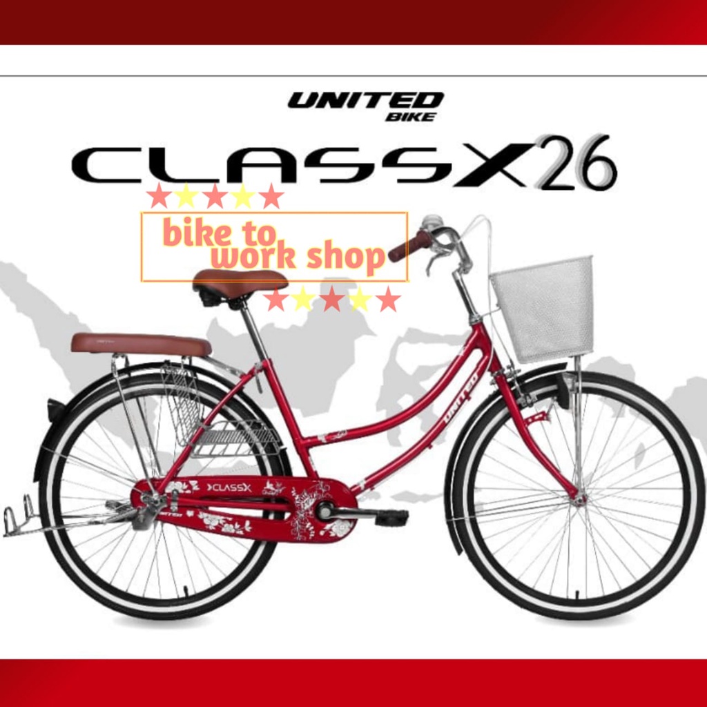 SEPEDA MINI UNITED CLASS X 26 CITY BIKE CTB KERANJANG PEREMPUAN DEWASA GRAB GOJEK