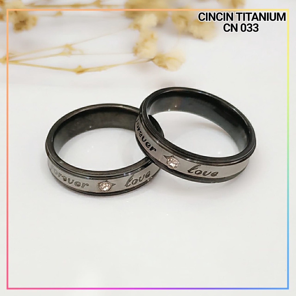 Cincin Titanium/stainless steel couple harga/1biji cincin dewasa elegan forever love perhiasan lapis emas silver CN 033