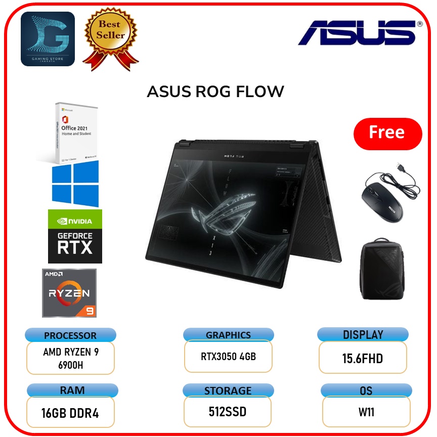 Laptop ASUS ROG FLOW X13 GV301RE TOUCH RTX3050TI 4GB+EGPU RX6850XT/ RYZEN 9 6900HS 32GB 1TBSSD W11+OHS 13.4FHD 120HZ