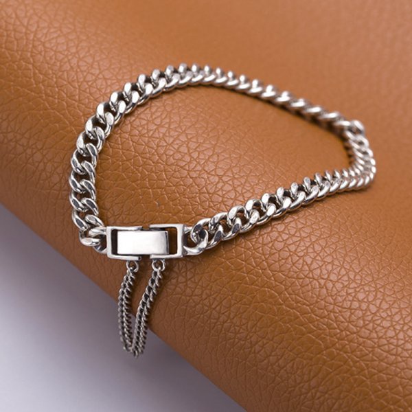 Gelang Tangan Rantai Lapis Silver 925 Motif Love Forever Vintage Untuk Wanita