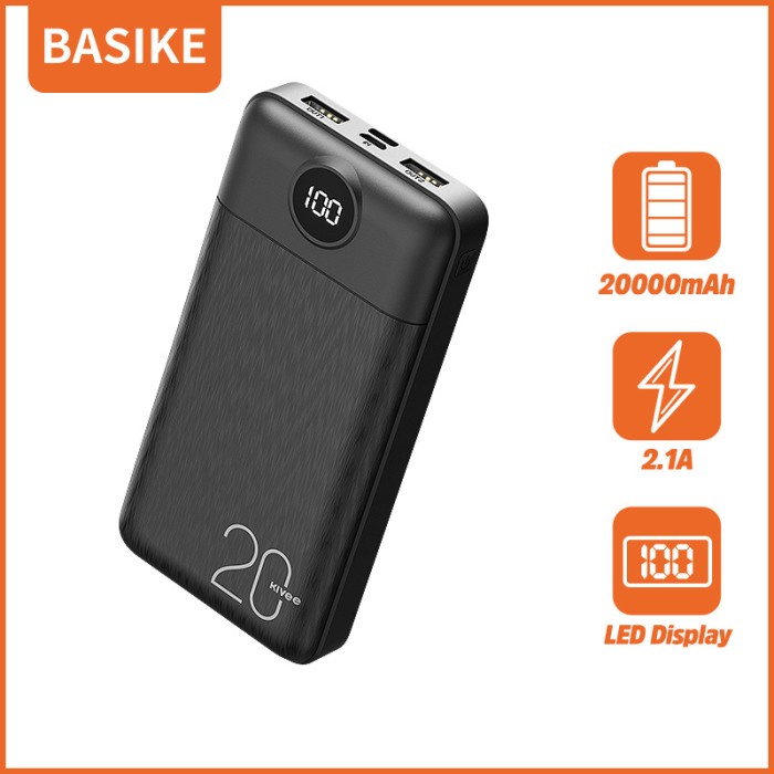 POWERBANK 20000MAH BASIKE ASLI MASUKAN DAN KELUARAN GANDA