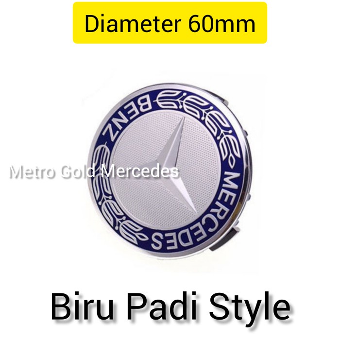 Dop Roda Velg Emblem 60mm Mercedes Benz Hubcaps Wheel Mercy Grade A - Biru Padi