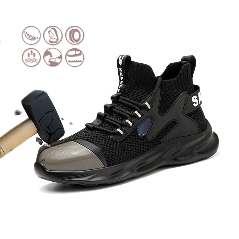 Sepatu safety shoes boot kasual tinggi pria sport ori terbaik krushe anti benturan