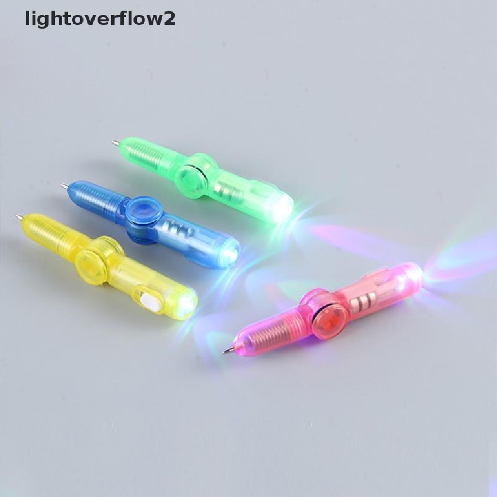 (lightoverflow2) Mainan Fidget spinner Gyro Bentuk Pulpen Dengan Lampu Led Untuk Anak (ID)