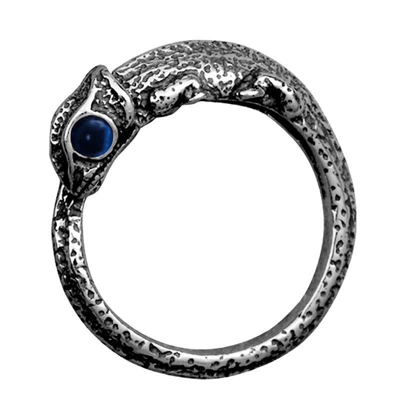 Lizard Cincin Lapis Silver Model Terbuka Adjustable Gaya Hip Hop Untuk Pria