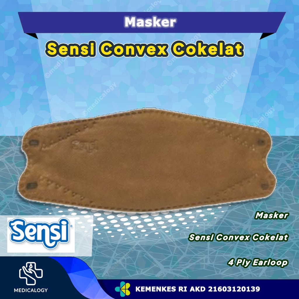 Sensi Masker Sensi Convex Masker Wajah Cokelat isi 20 Masker Sensi Convex