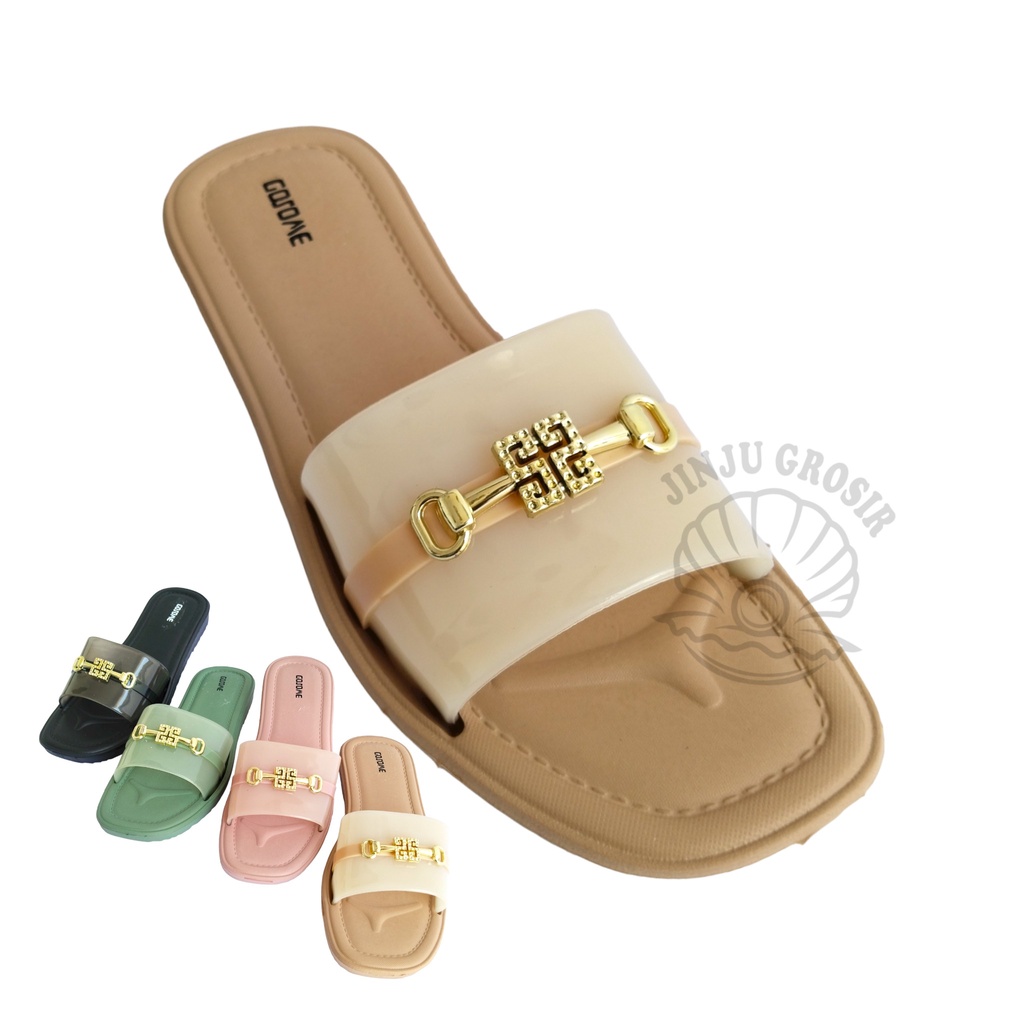 Sandal Slop Wanita Sendal Selop Perempuan Bahan Karet Empuk Tahan Air Anti Selip Ukuran 36 37 38 39 