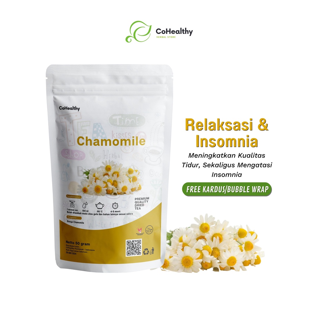 

Teh Bunga Chamomile Kering Organik 50 gram Relaksasi Mengatasi Insomnia dan Kaya Antioksidan