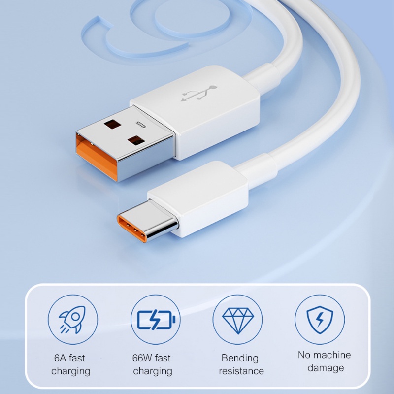 Kabel Data / Charger USB Tipe C Panjang Universal Warna Putih Tahan Lama