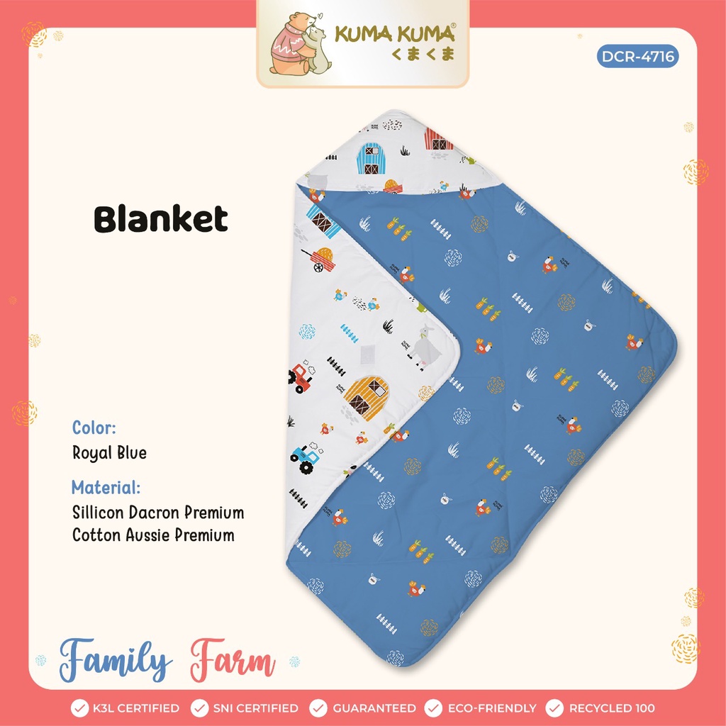 Kuma-Kuma Baby Blanket Selimut Topi Bayi