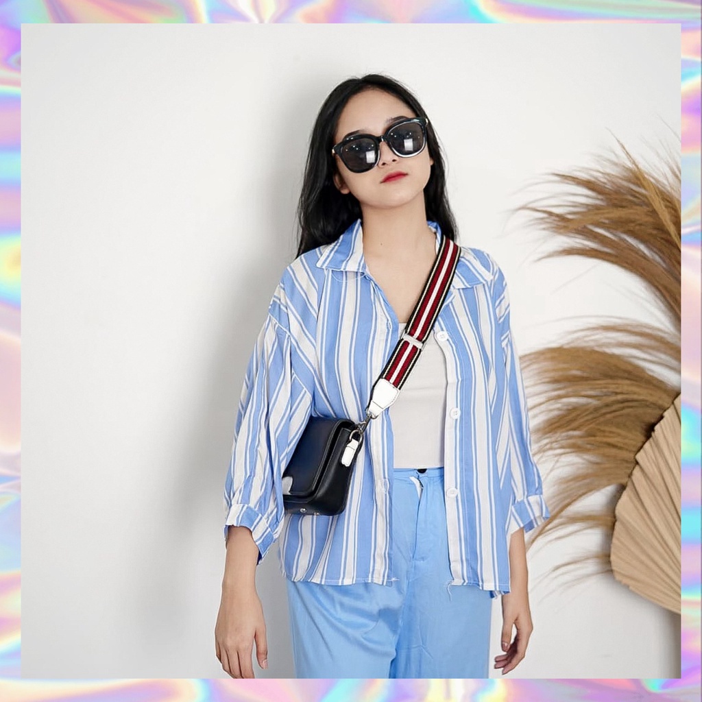 BEFAST - ZFS OOTD Kemeja LINDIAN / LOLLY RAYON DIAMOND OVERSIZE JUMBO SHIRT / Hem Stripe Wanita Terbaru / Pakaian Kerja Wanita / Kemeja lengan Panjang / Fashion Casual remaja ABG / Hem Motif Garis-Garis Kekinian Wanita / Kem Bisa Di Jadikan Outer / Trendy