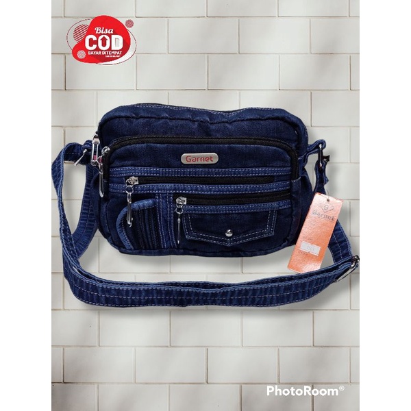 Tas slempang wanita bahan jeans denim tebal kuat jahitan rapi